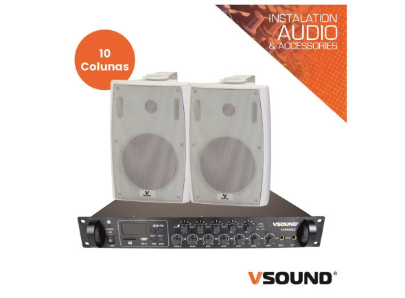 VSOUND Sistema de Sonorização 160W 220V 100V 120m2 White VSOUND Sistema de Sonorização 160W 220V 100V 120m2 White